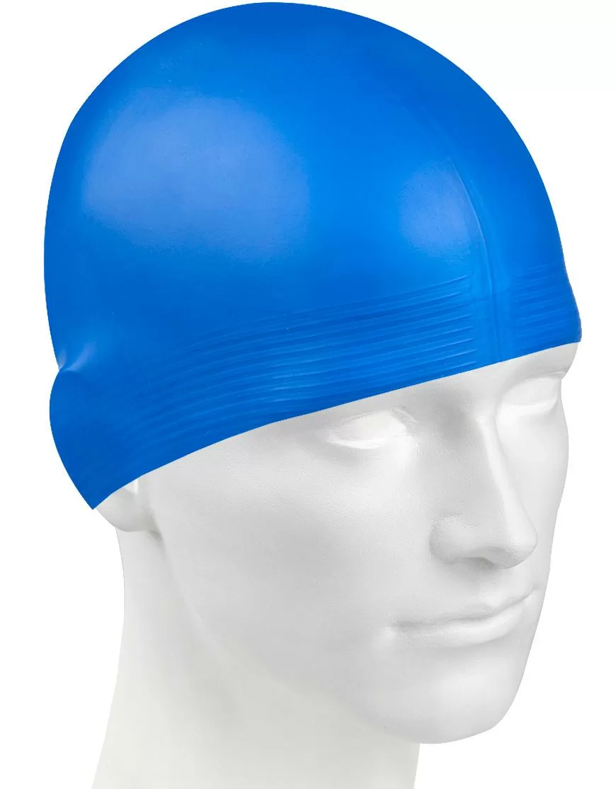 Реальное фото Шапочка для плавания Mad Wave Solid blue M0565 01 0 04W от магазина СпортЕВ