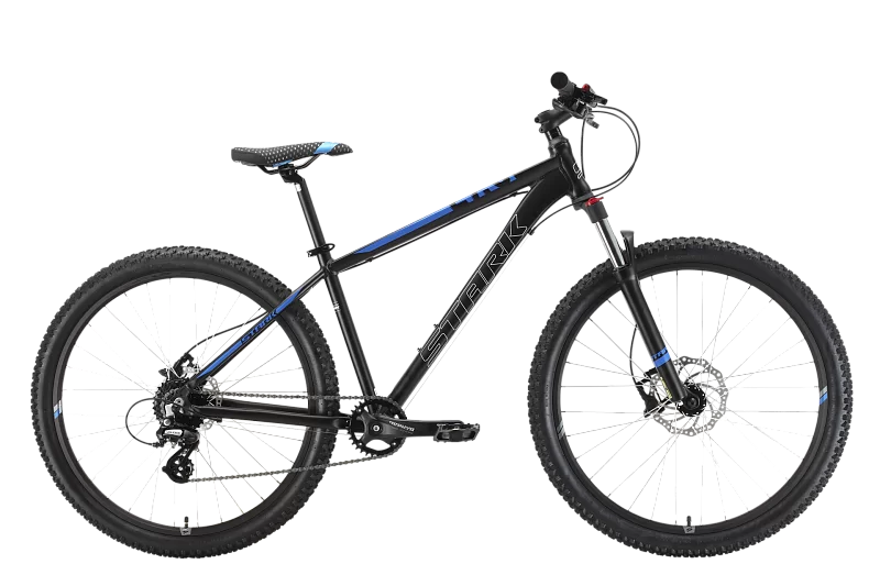 Реальное фото Велосипед Stark Hunter 27.5 3 HD (2022) черный/голубой от магазина СпортЕВ