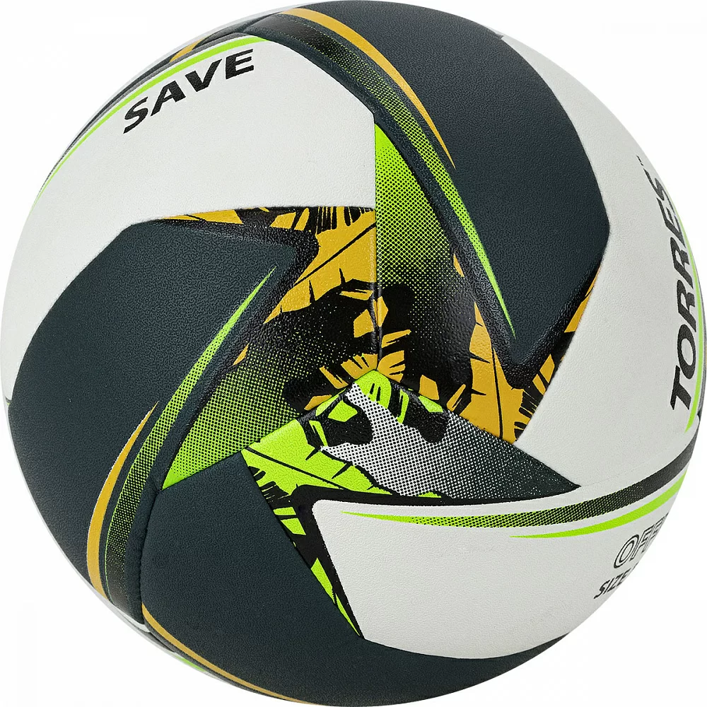 Реальное фото Мяч волейбольный Torres Save р.5 синт. кожа бело-зелено-желтый V321505 от магазина СпортЕВ