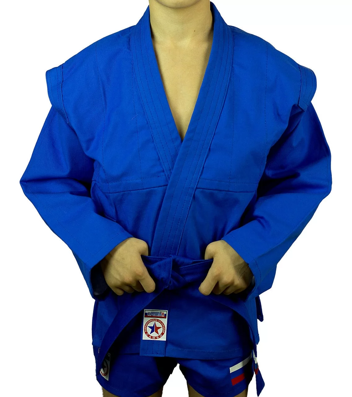 Реальное фото Куртка для самбо Крепыш облегченная синяя К.31.СИ-44.00 от магазина СпортЕВ