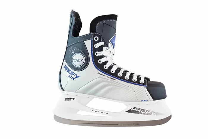 Реальное фото Коньки хоккейные Profy Lux 3000 Blue от магазина СпортЕВ