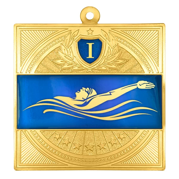 Реальное фото Медаль MZP 301-65/GBU на спине 1 место (65х65мм, s-2,5мм) латунь от магазина СпортЕВ