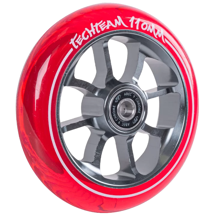 Реальное фото Колесо для самоката TechTeam X-Treme 110 мм Форма PO transparent red от магазина СпортЕВ