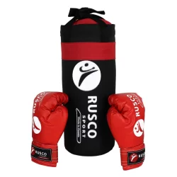 Набор боксерский для начинающих RuscoSport (мешок 1,9 кг + перчатки бокс. 4 oz) черно-красный 0081