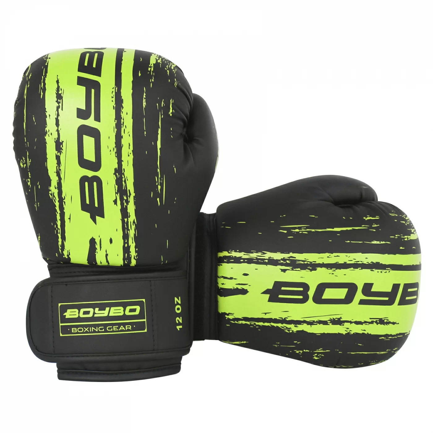 Реальное фото Перчатки боксерские BoyBo Stain флекс зеленые BGS322 от магазина СпортЕВ