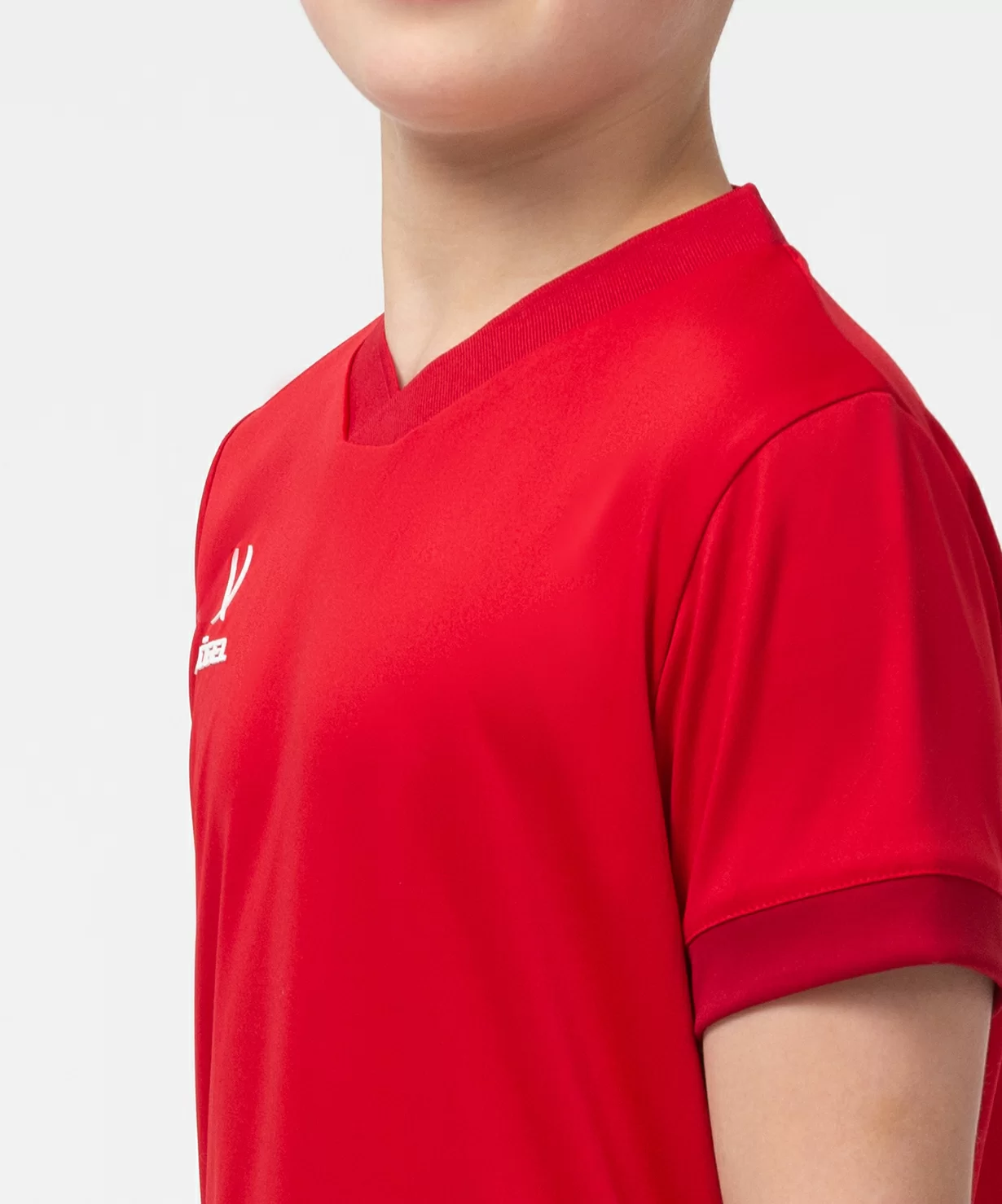 Реальное фото Футболка игровая JÖGEL DIVISION PerFormDRY Union Jersey, красный/ темно-красный/белый, детский от магазина Спортев