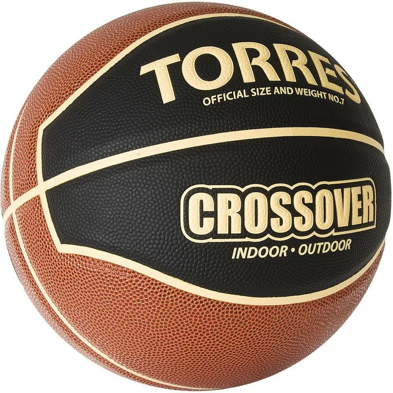 Реальное фото Мяч баскетбольный Torres Crossover размер №7 ПУ тем. черно-оранж-бежевый B32097 от магазина СпортЕВ