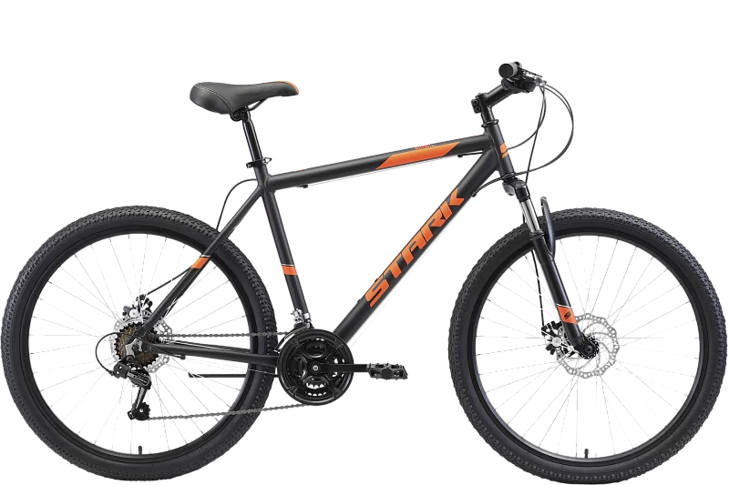 Реальное фото Велосипед Stark Outpost 26 1 D (2021) черный/оранжевый от магазина СпортЕВ