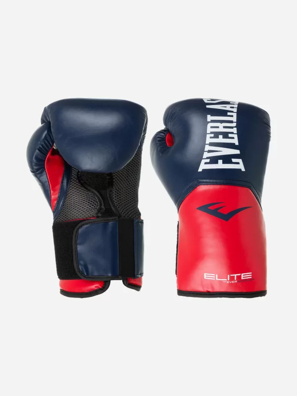 Реальное фото Перчатки боксерские Everlast Elite ProStyle тренировочные сине-красные P00001203 от магазина СпортЕВ