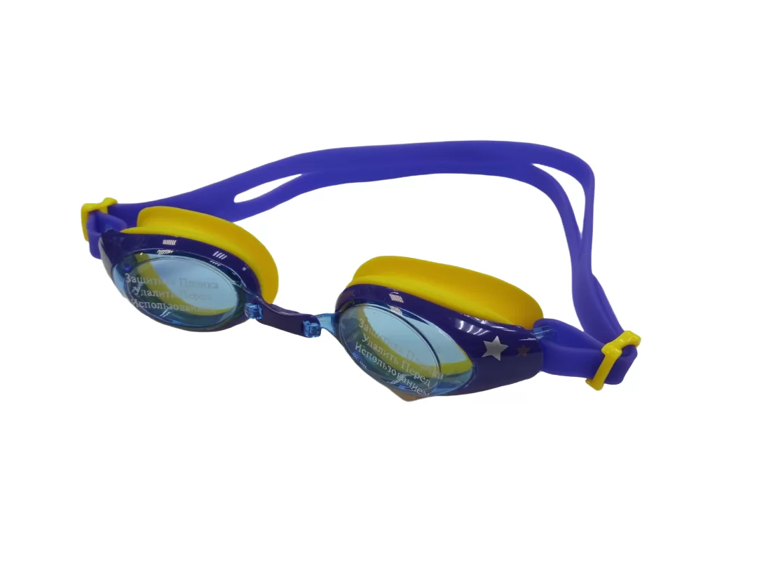 Реальное фото Очки для плавания Whale Y06002(CF-6002) подростковые фиолет-желтый/синий от магазина Спортев