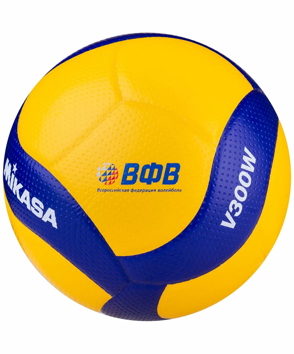 Реальное фото Мяч волейбольный Mikasa V300W р.5 FIVB Approved желто-синий от магазина СпортЕВ