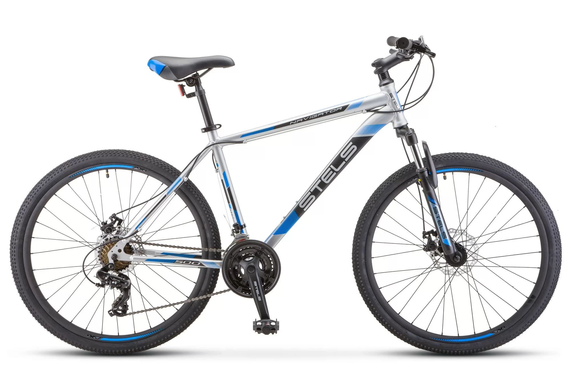 Реальное фото Велосипед Stels Navigator-500 D 26" (2020) серебристый/синий F010 от магазина СпортЕВ