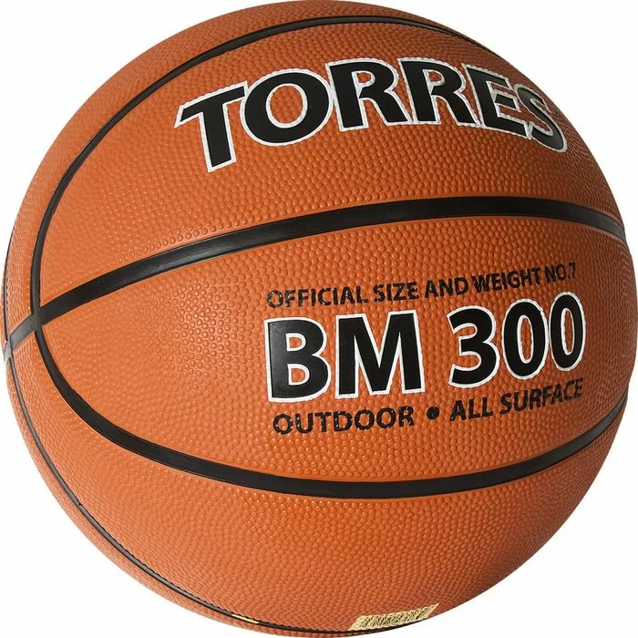 Реальное фото Мяч баскетбольный Torres BM300 размер №7 резина темно-оранж-черный B02017 от магазина СпортЕВ