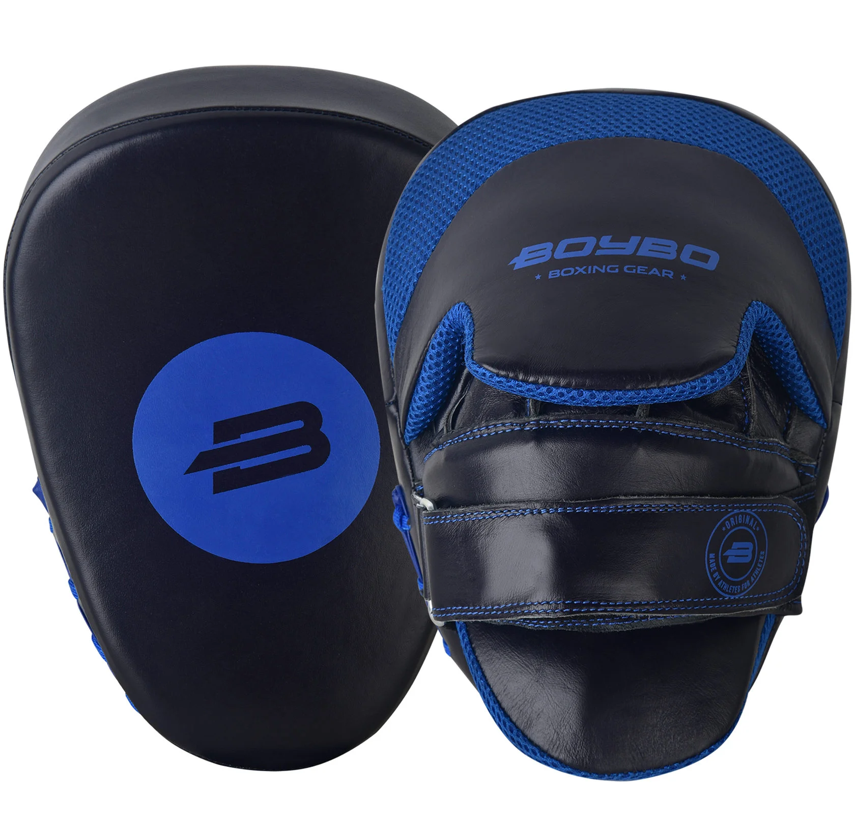 Реальное фото Лапы BoyBo Hook кожа черно-синие BPM420 от магазина Спортев