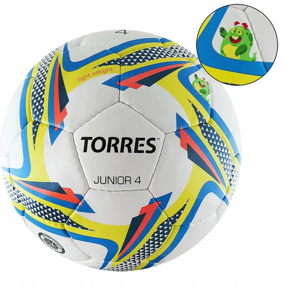 Мяч футбольный Torres Junior-4 вес 310-330 г бел-жел-гол F320234 Реальное фото Мяч футбольный Torres Junior-4 вес 310-330 г бел-жел-гол F320234 от магазина Спортев
