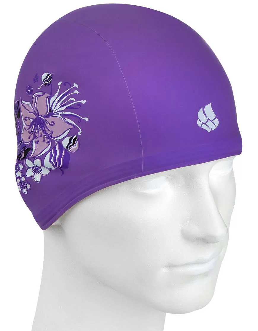Реальное фото Шапочка для плавания Mad Wave Training Flower  violet M0553 02 0 09W от магазина СпортЕВ