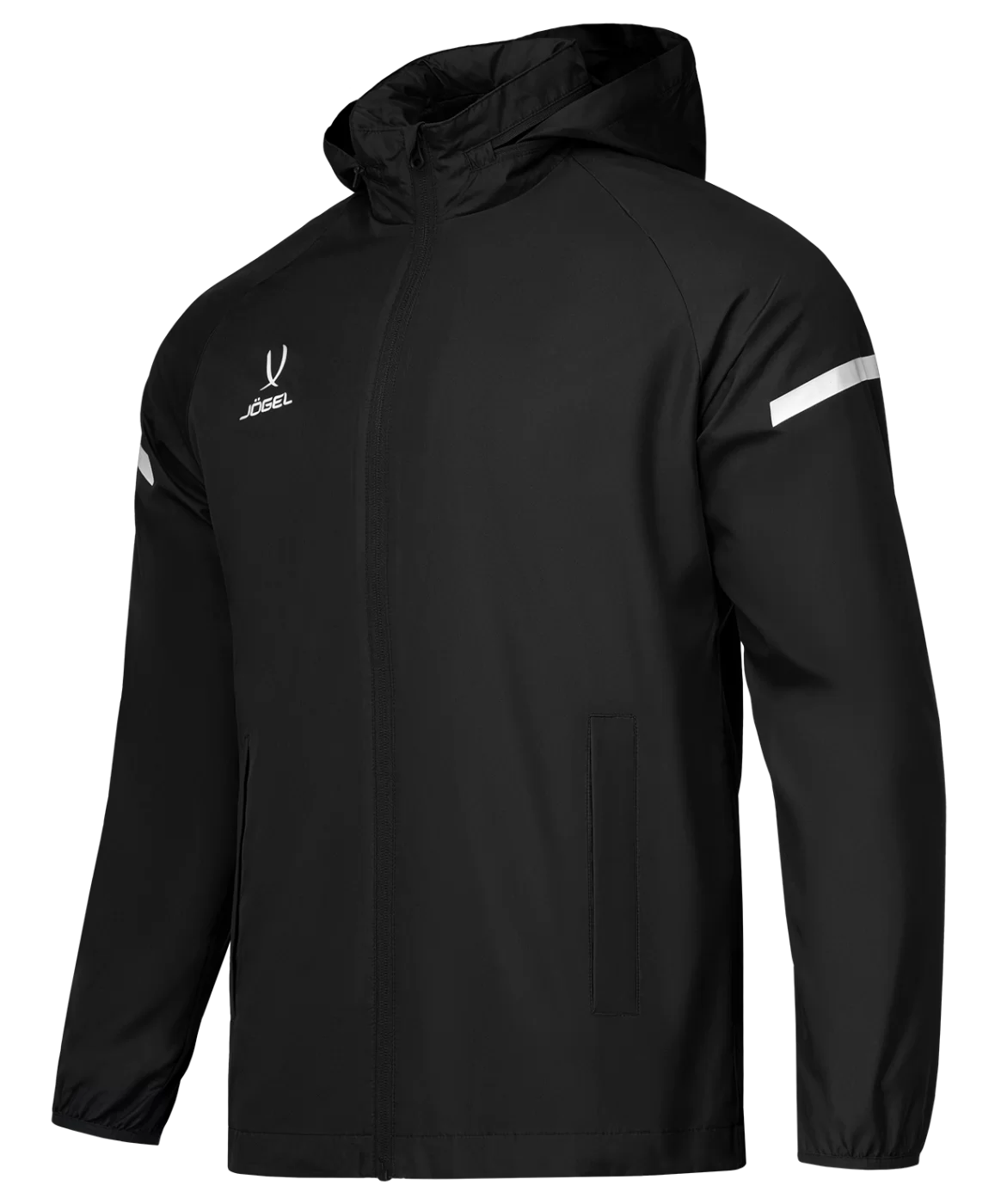 Реальное фото Куртка ветрозащитная CAMP 2 Rain Jacket, черный, детский Jögel от магазина Спортев