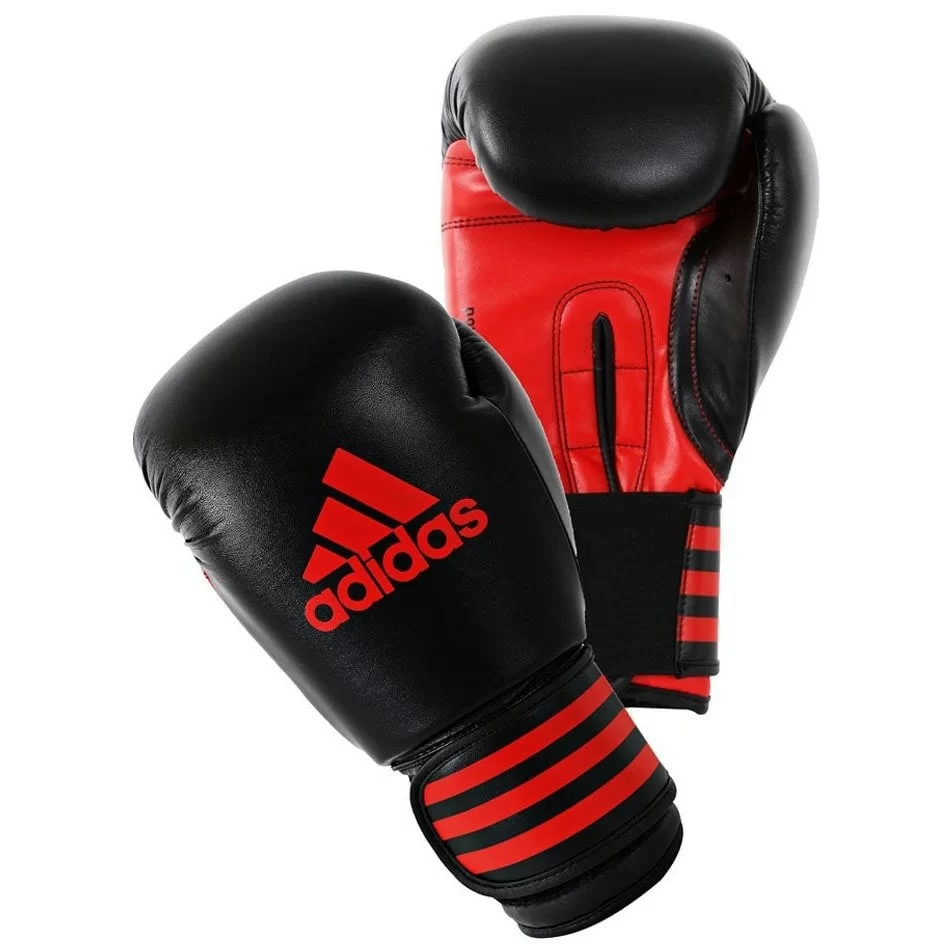 Реальное фото Перчатки боксерские Adidas Power 100 чёр/крас adiPBG100 от магазина СпортЕВ
