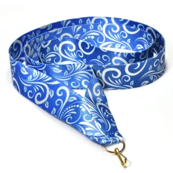 Лента для медали узоры синяя (2-сторонняя, 25 мм)