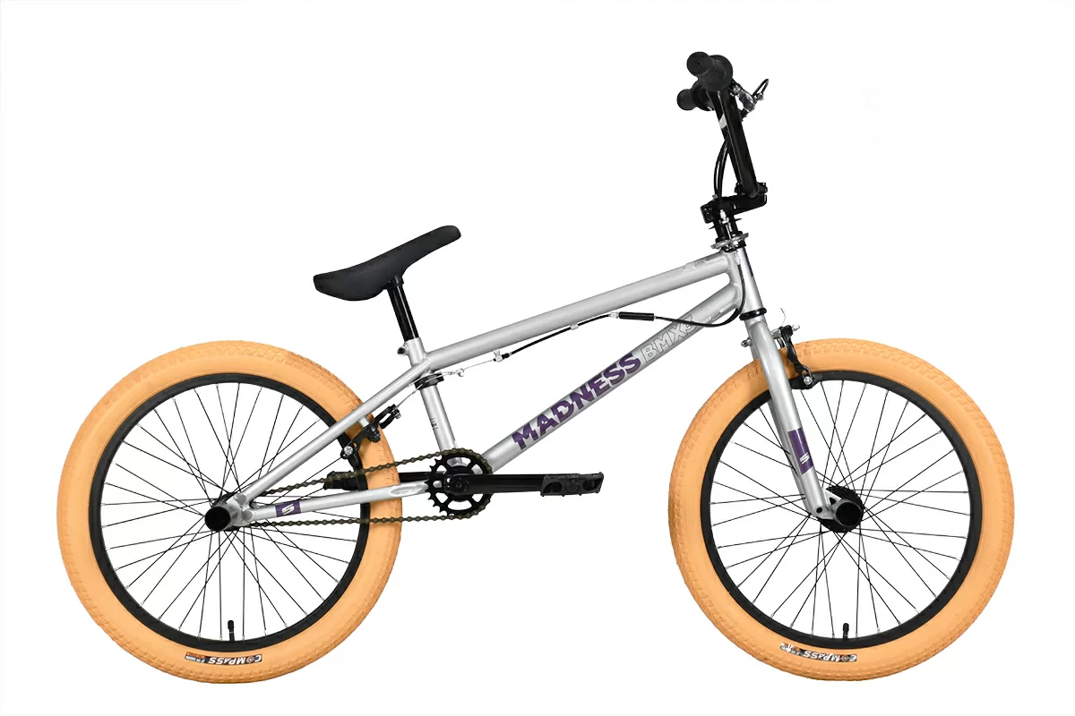 Реальное фото Велосипед Stark Madness BMX 3 (2023) серебристый/фиолетовый/кремовый от магазина СпортЕВ