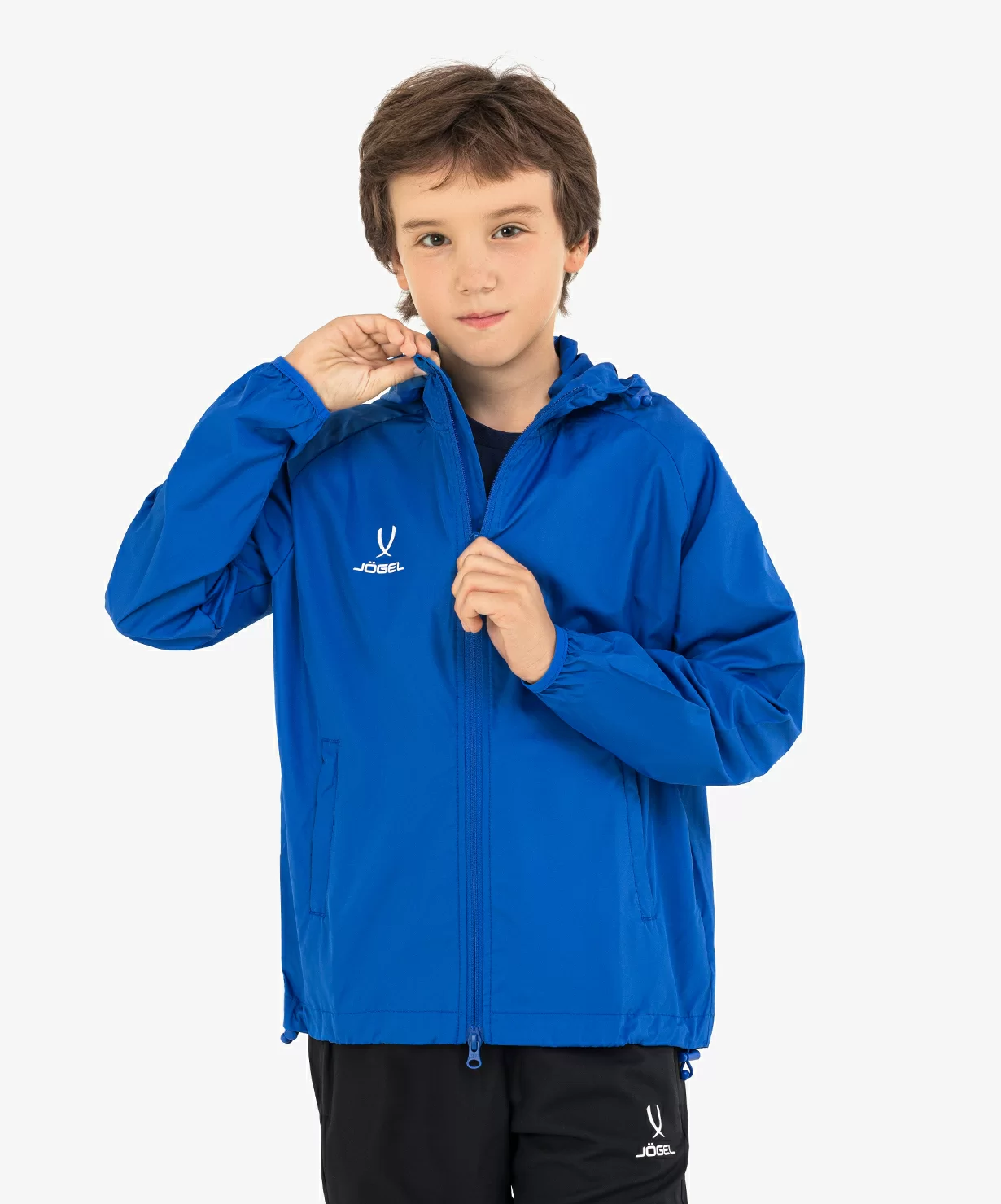 Реальное фото Куртка ветрозащитная CAMP Rain Jacket, синий, детский Jögel от магазина СпортЕВ