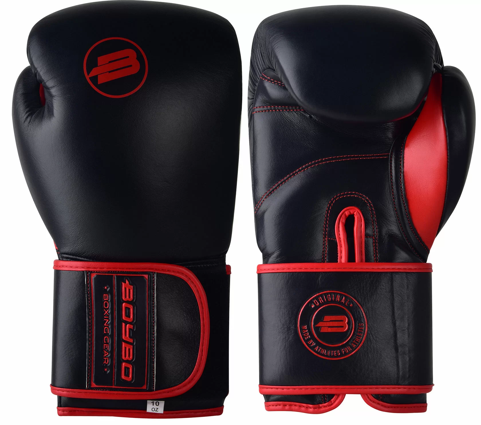 Реальное фото Перчатки боксерские BoyBo Rage кожа черно-красные BBG200 от магазина СпортЕВ