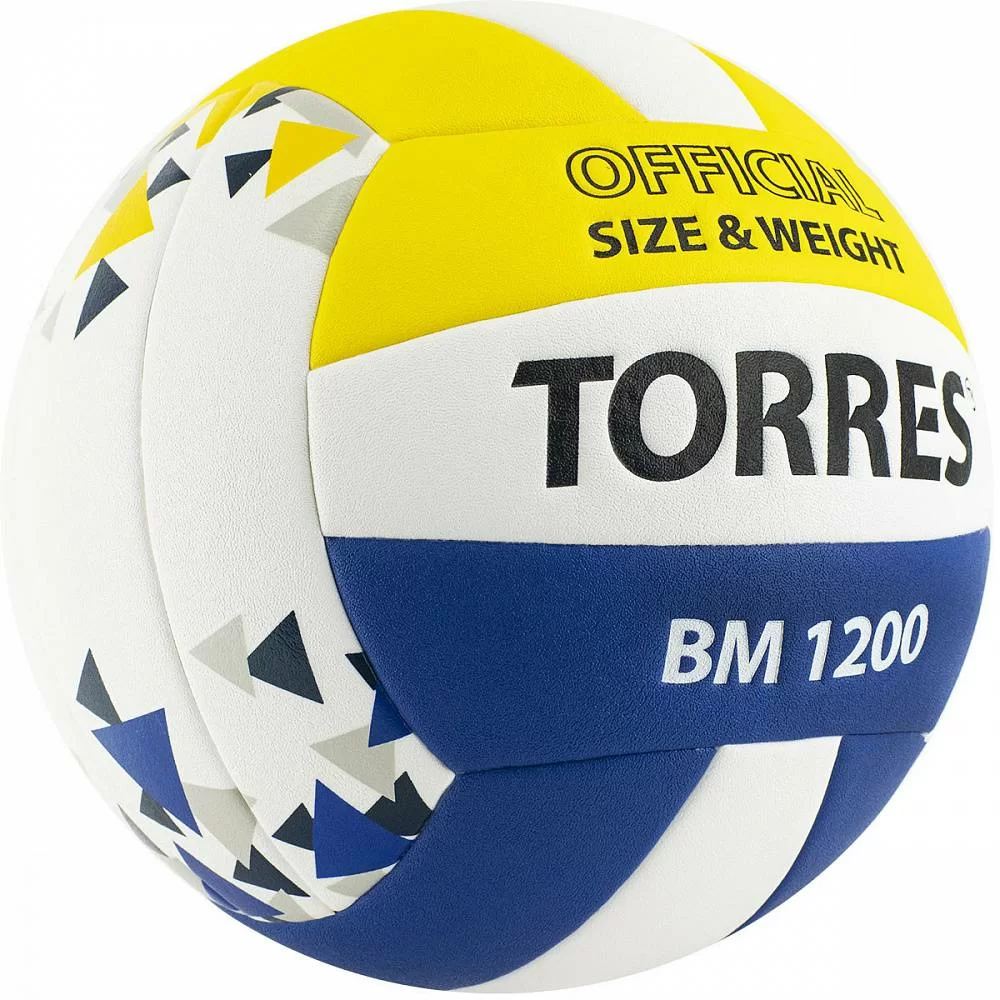 Реальное фото Мяч волейбольный Torres BM1200 р.5 синт. кожа бело-сине-желтый V42035 от магазина СпортЕВ