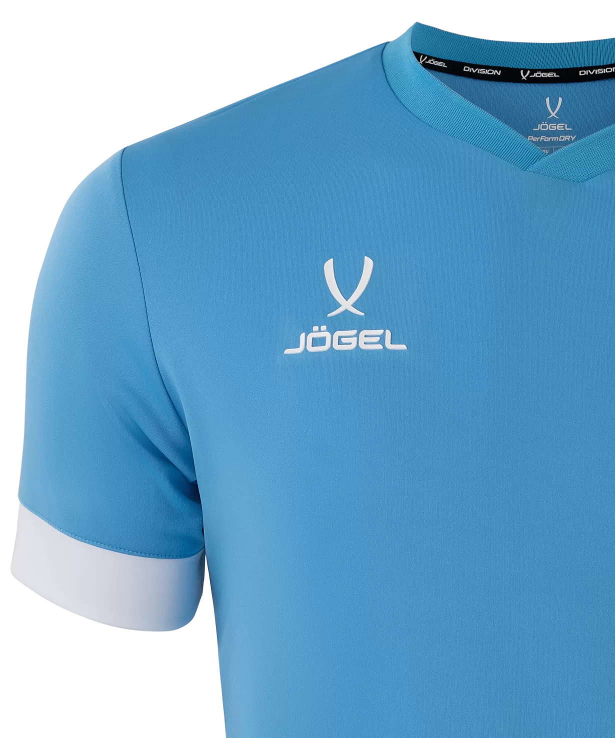 Реальное фото Футболка игровая DIVISION PerFormDRY Union Jersey, голубой/белый/белый Jögel от магазина Спортев