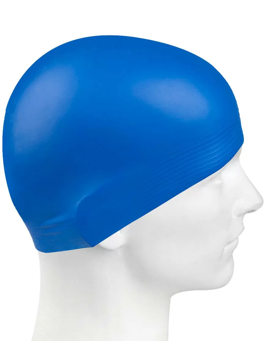Реальное фото Шапочка для плавания Mad Wave Solid blue M0565 01 0 04W от магазина СпортЕВ