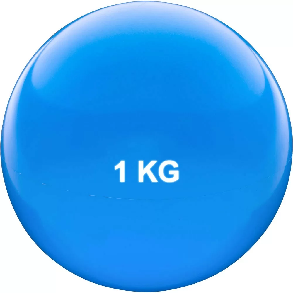 Реальное фото Медбол 1 кг HKTB9011-1 12 см ПВХ/песок голубой от магазина СпортЕВ