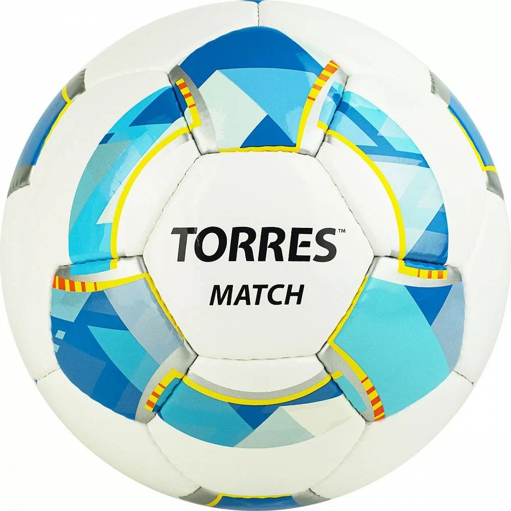 Мяч футбольный Torres Match р.5 32 п. PU руч. сшив. бело-серебр-голуб. F320025 Реальное фото Мяч футбольный Torres Match р.5 32 п. PU руч. сшив. бело-серебр-голуб. F320025 от магазина Спортев