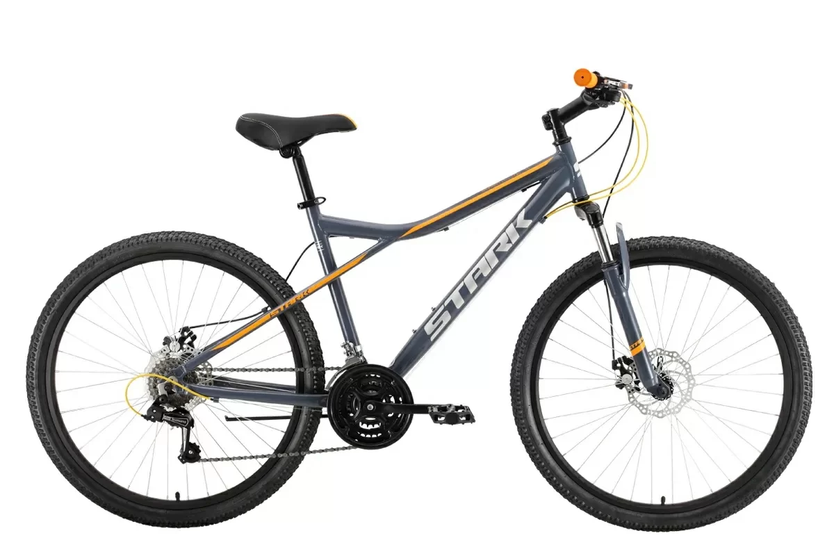 Реальное фото Велосипед Stark Slash 26 1 D (2022) серый/оранжевый от магазина СпортЕВ
