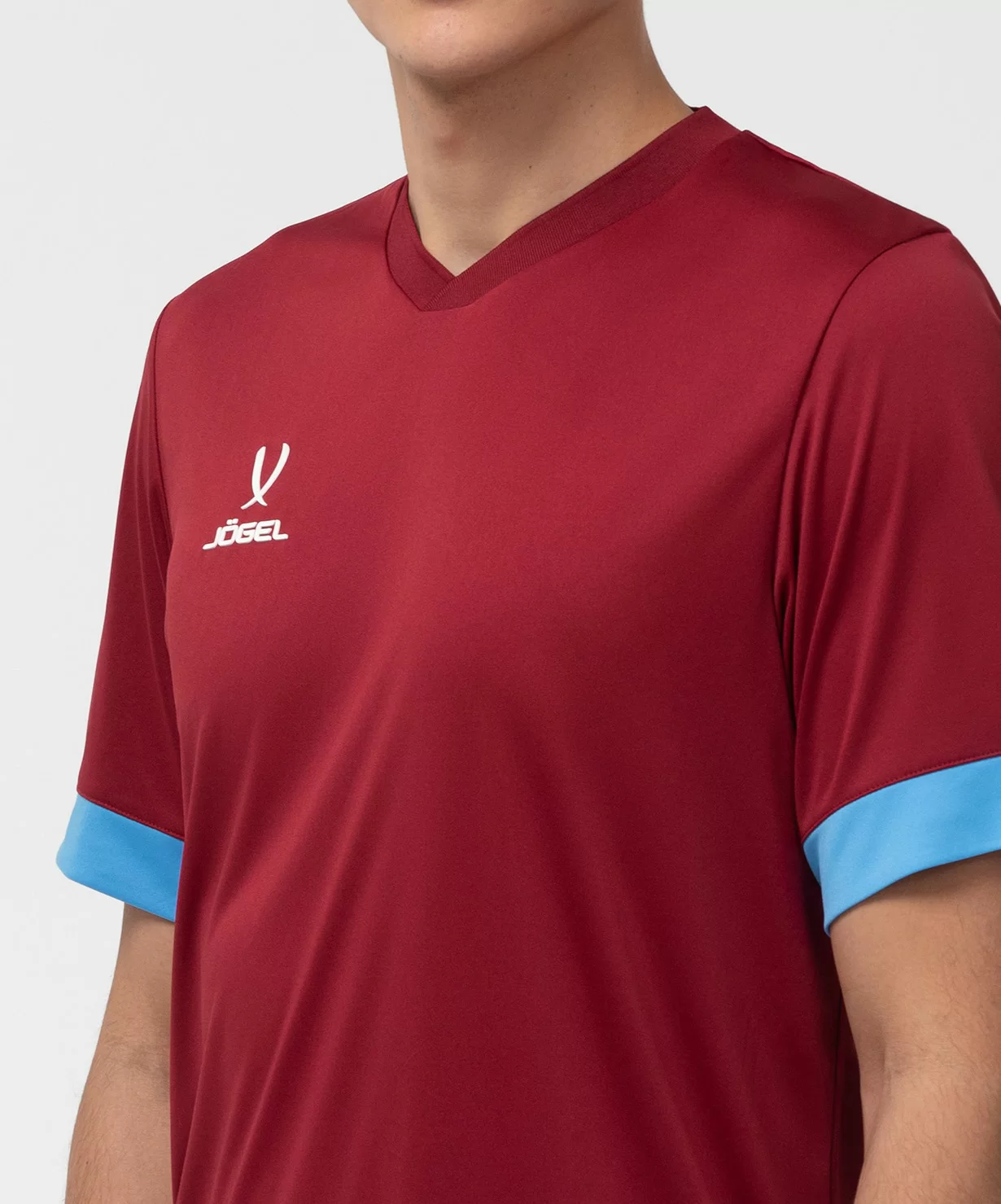 Реальное фото Футболка игровая JÖGEL DIVISION PerFormDRY Union Jersey, гранатовый/голубой/белый от магазина Спортев