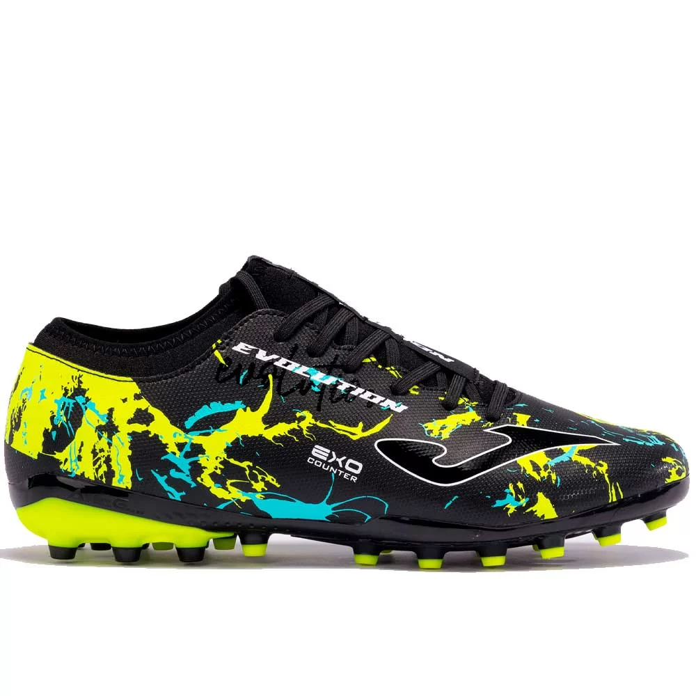 Бутсы Joma Evolution AG 2023 черный/желтый/голубой EVOW2301AG Реальное фото Бутсы Joma Evolution AG 2023 черный/желтый/голубой EVOW2301AG от магазина Спортев