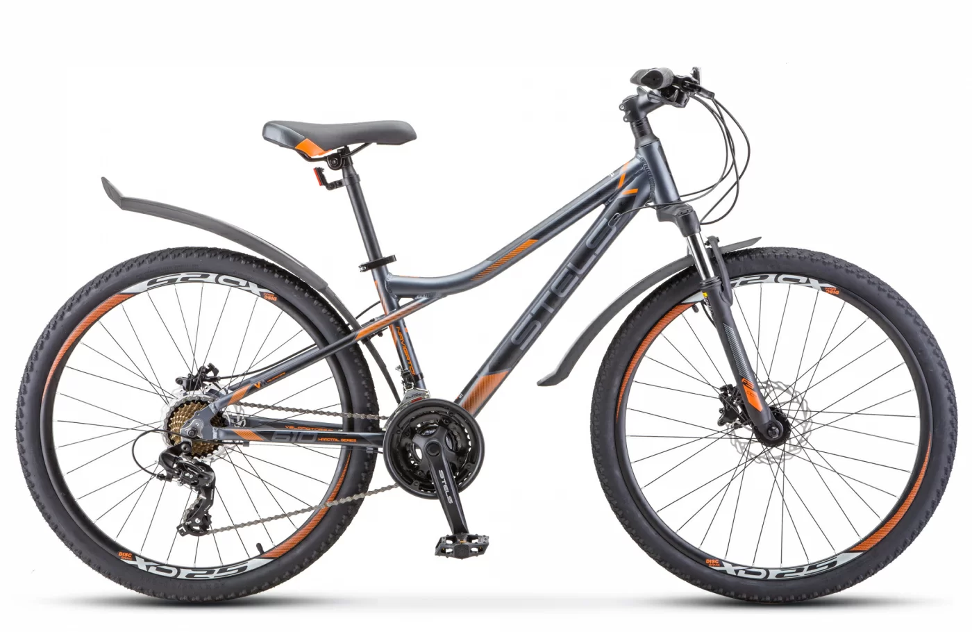 Реальное фото Велосипед Stels Navigator-610 D 26" (2021) антрацитовый/оранжевый V010 от магазина СпортЕВ