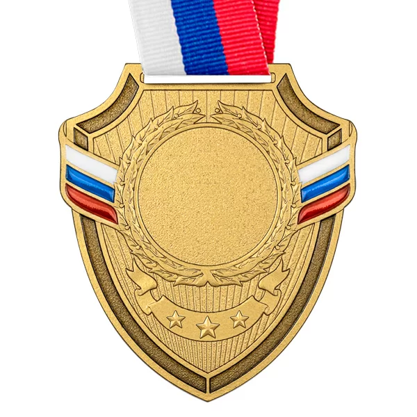 Реальное фото Медаль MZP 558-65/G (56х65мм, D-25мм, s-2мм) с лентой от магазина СпортЕВ