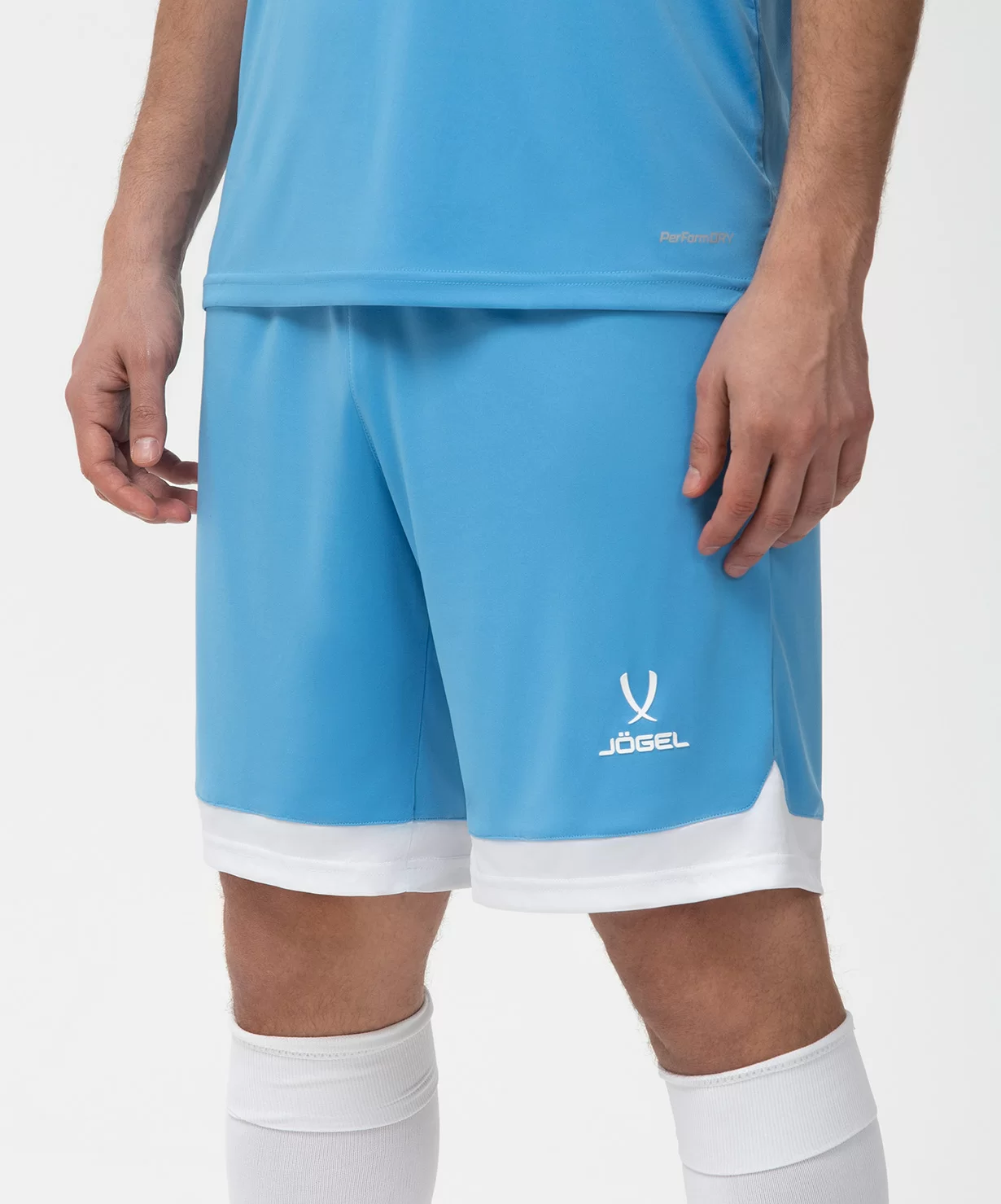 Реальное фото Шорты игровые JÖGEL DIVISION PerFormDRY Union Shorts, голубой/белый/белый от магазина Спортев