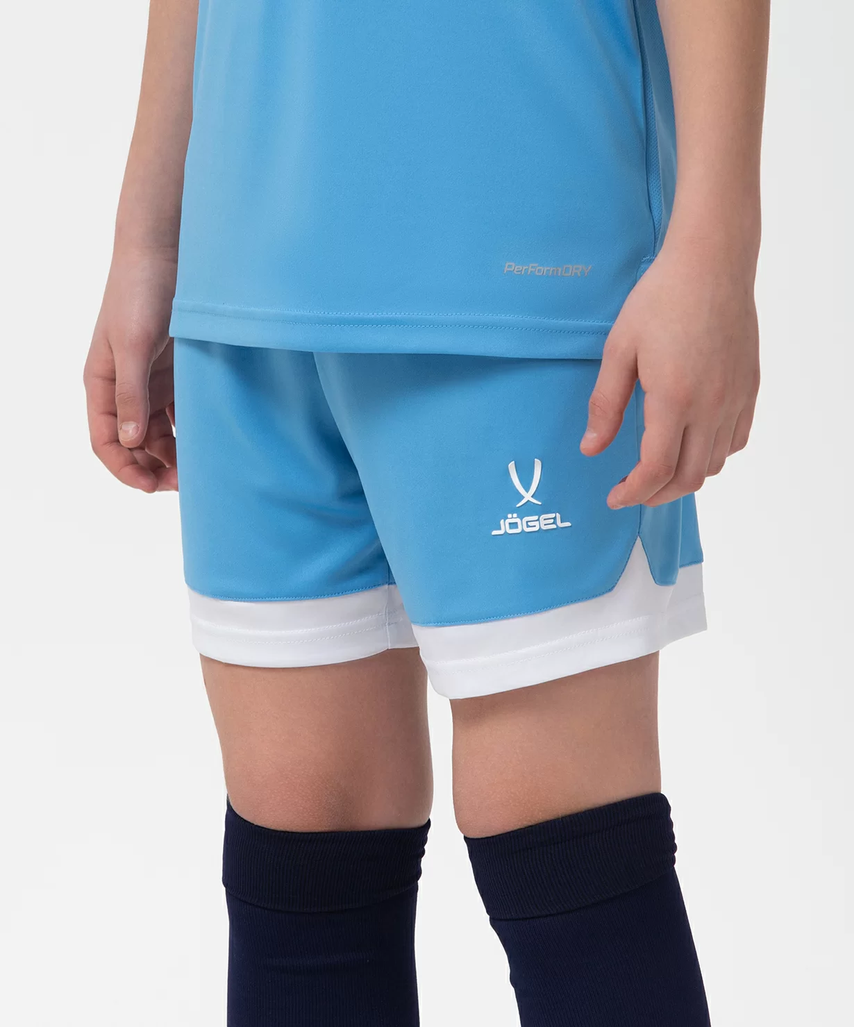 Реальное фото Шорты игровые JÖGEL DIVISION PerFormDRY Union Shorts, голубой/белый/белый от магазина Спортев