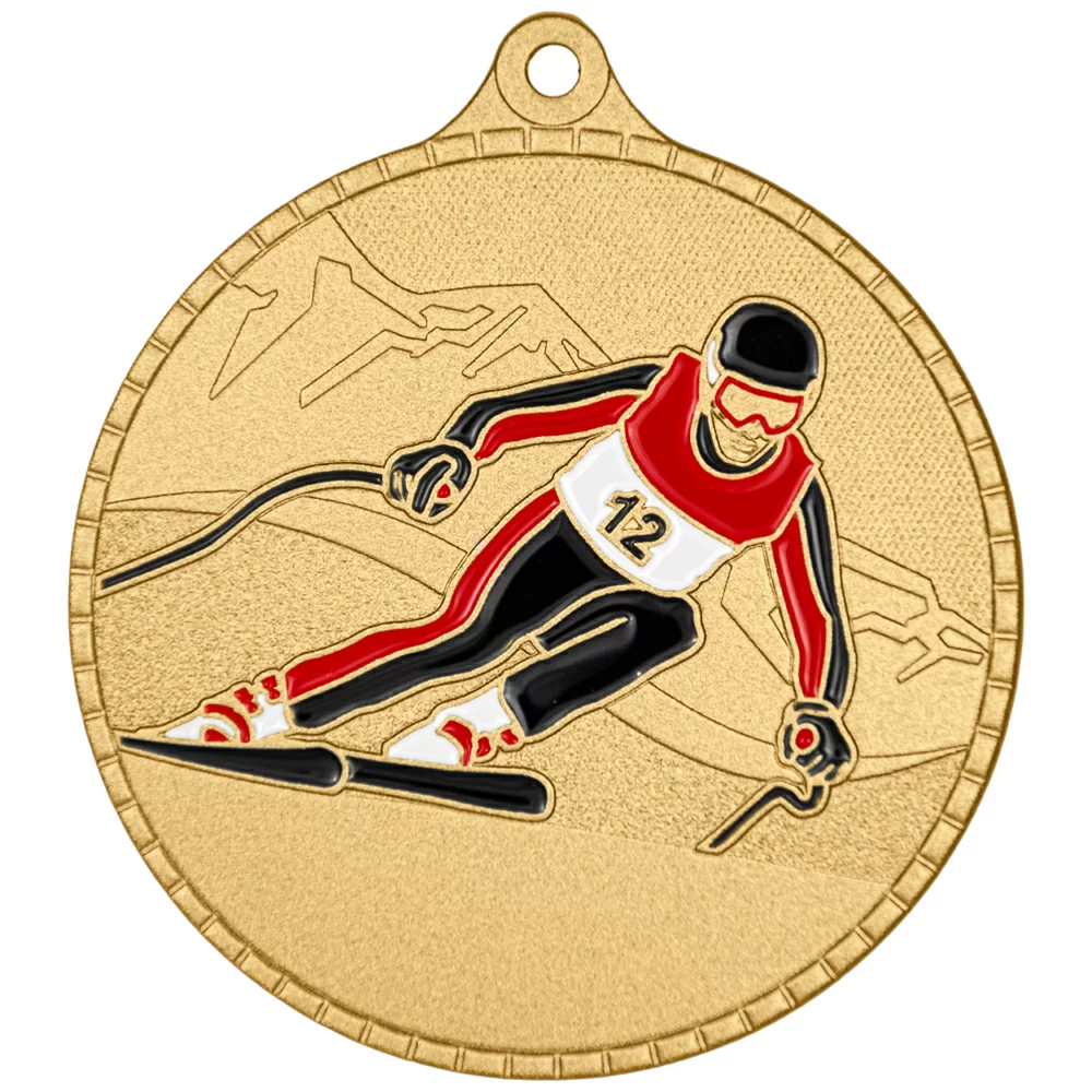 Реальное фото Медаль MZP 628-55/G горные лыжи (D-55мм, s-2 мм) от магазина СпортЕВ