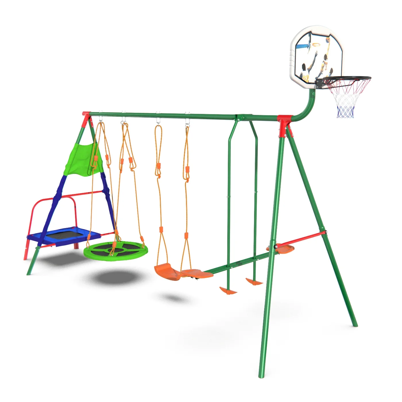 Реальное фото Детский комплекс с батутом и баскетболом DFC MTB-01 (два короба) от магазина Спортев