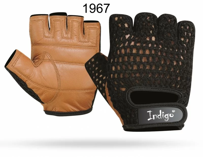 Реальное фото Перчатки Indigo кожа+сетка черно-коричневые SB-16-1967 от магазина СпортЕВ