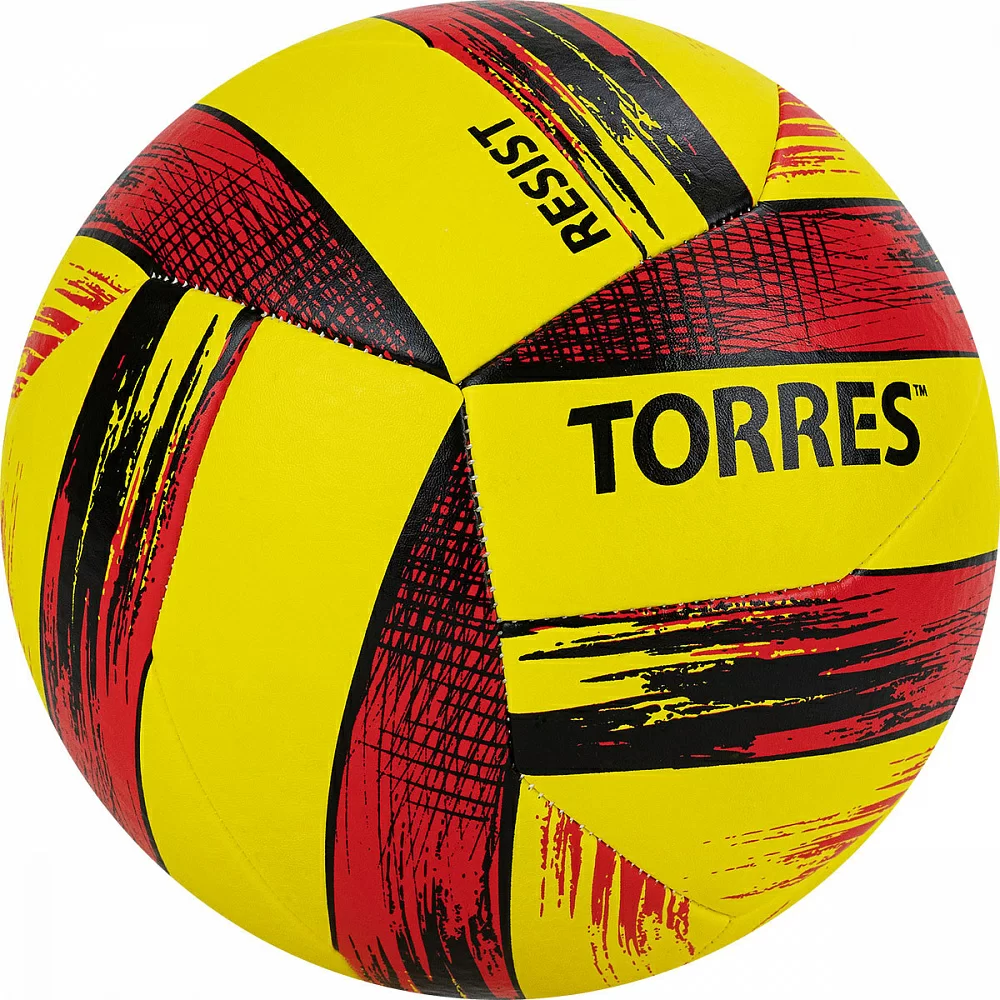 Реальное фото Мяч волейбольный Torres Resist р.5 синт. кожа желто-красно-черный V321305 от магазина СпортЕВ