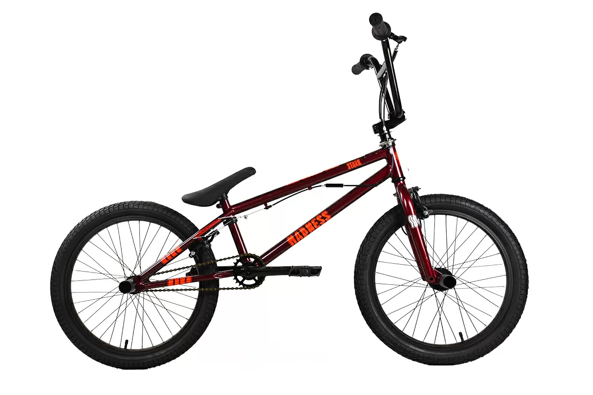 Реальное фото Велосипед Stark Madness BMX 3 (2024) бордовый/оранжевый/черный от магазина Спортев