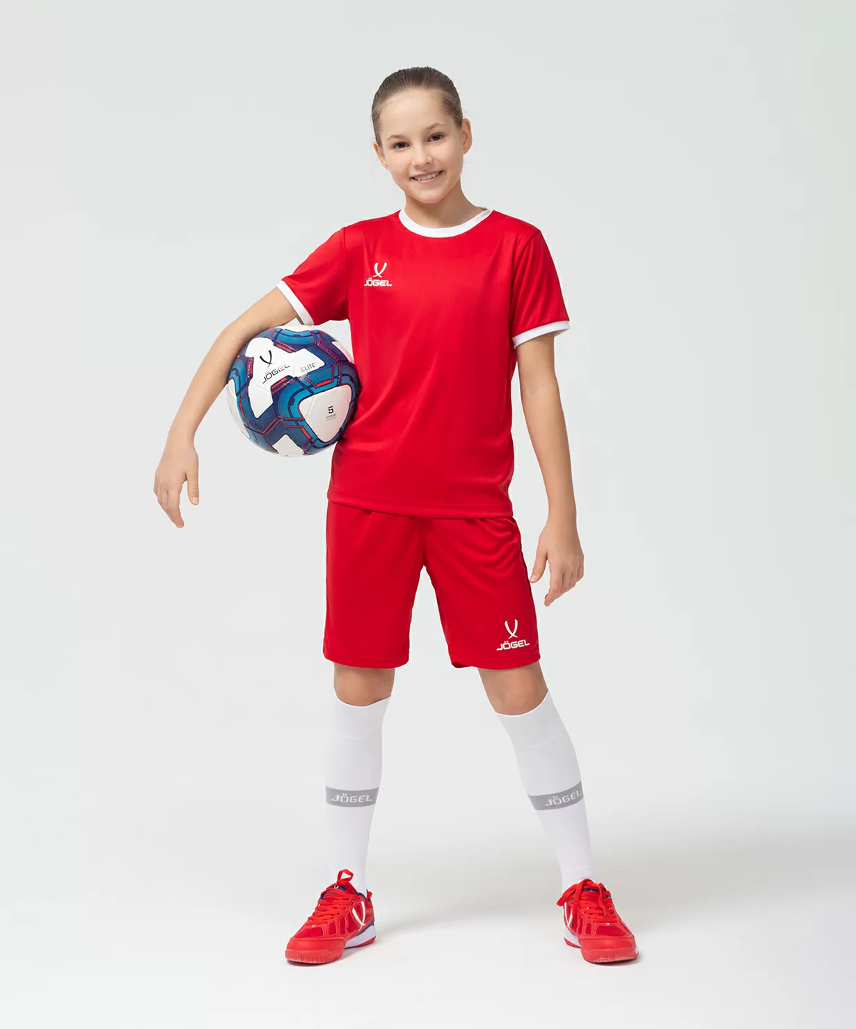 Реальное фото Шорты игровые JÖGEL CAMP Classic Shorts, красный/белый, детский от магазина Спортев