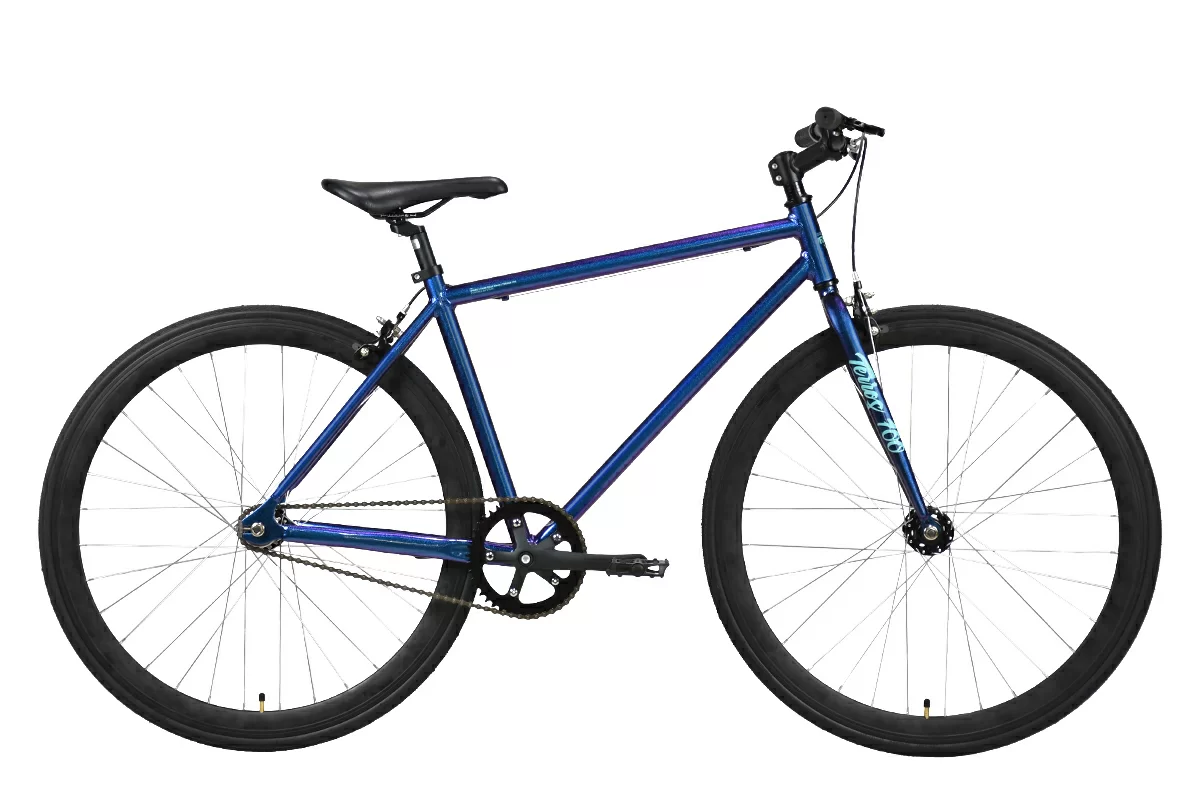 Реальное фото Велосипед Stark Terros 700 S (2023) фиолетовый/бирюзовый от магазина СпортЕВ