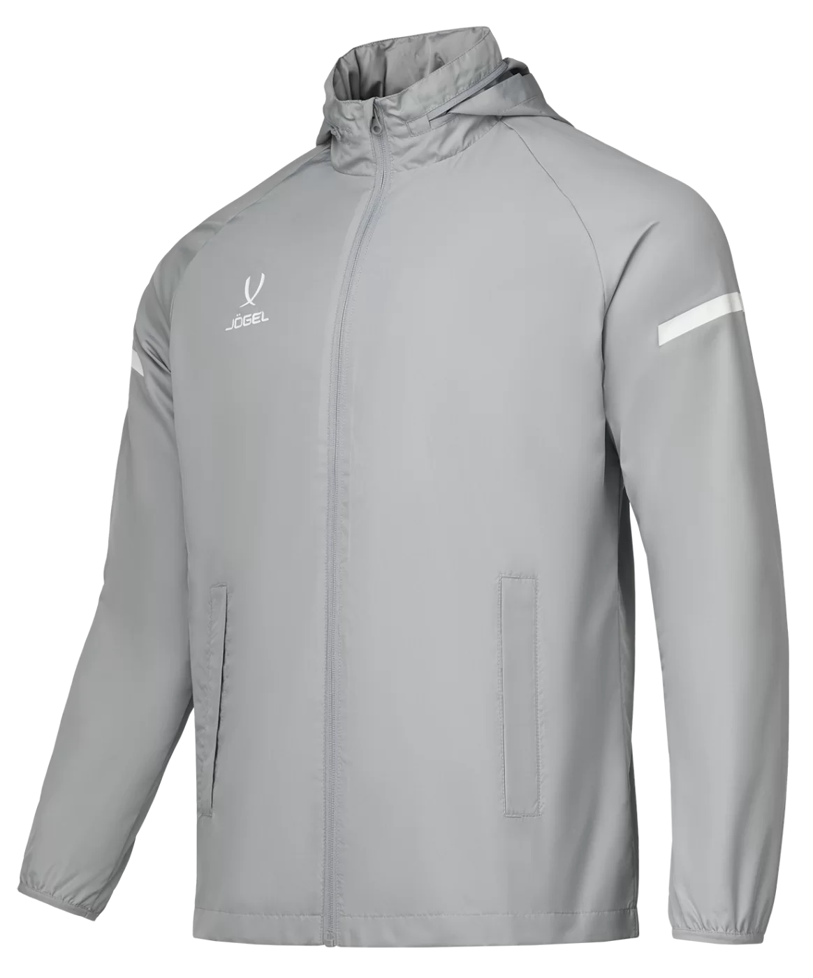 Реальное фото Куртка ветрозащитная CAMP 2 Rain Jacket, серый, детский Jögel от магазина Спортев