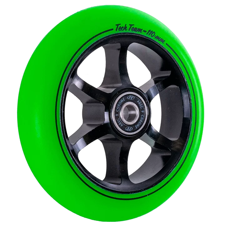 Реальное фото Колесо для самоката TechTeam X-Treme 110 мм Форма 6ST зеленый от магазина СпортЕВ