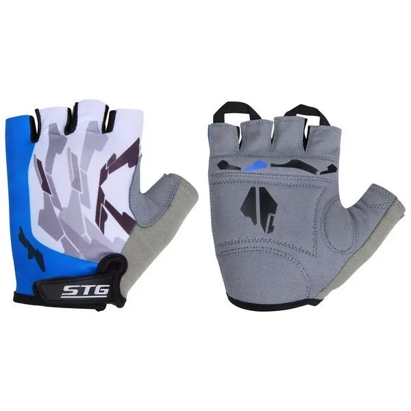 Реальное фото Перчатки STG быстросъемные с защитной прокладкой, застежка на липучке, синт. кожа + лайкра, синие Х61877 от магазина СпортЕВ