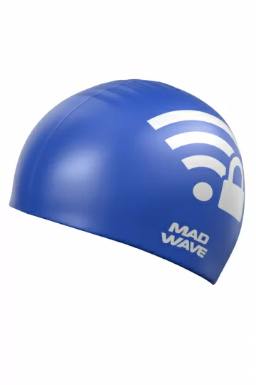 Реальное фото Шапочка для плавания Mad Wave WI-FI blue M0550 04 0 03W от магазина СпортЕВ