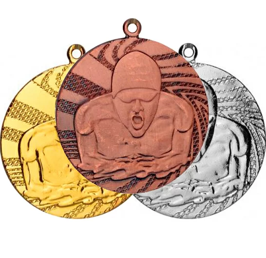 Реальное фото Комплект медалей MMC 1640 плавание (D-40 мм, s-2 мм) (G/S/B) от магазина Спортев